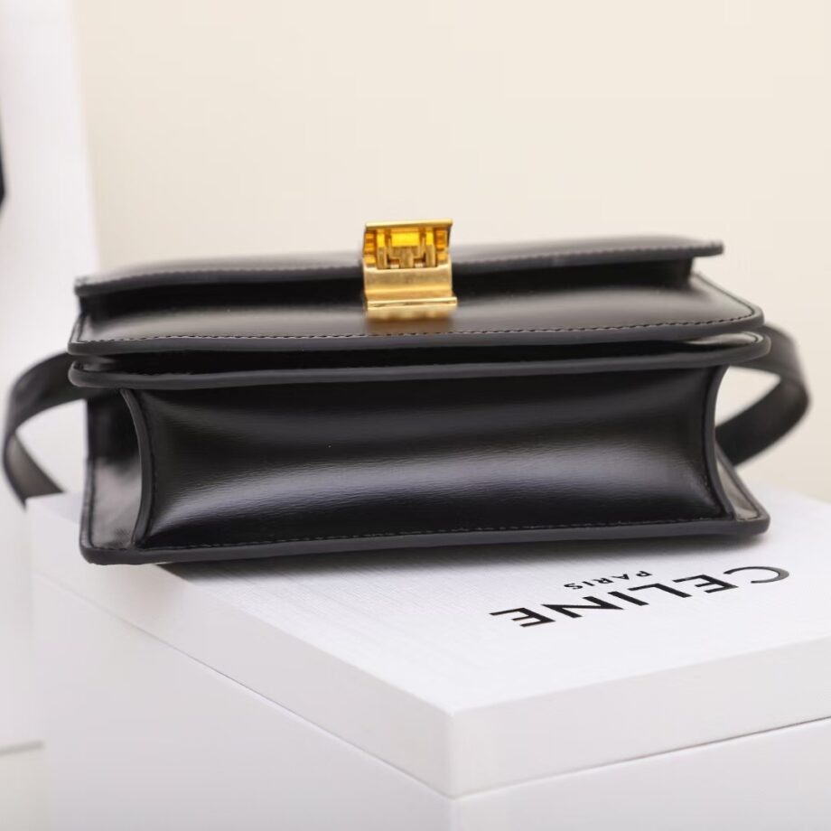 celine black 192523 tea classic bag in box calfskin