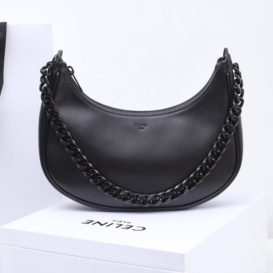 celine 199583 black medium ava chain in smooth calfskin handbag